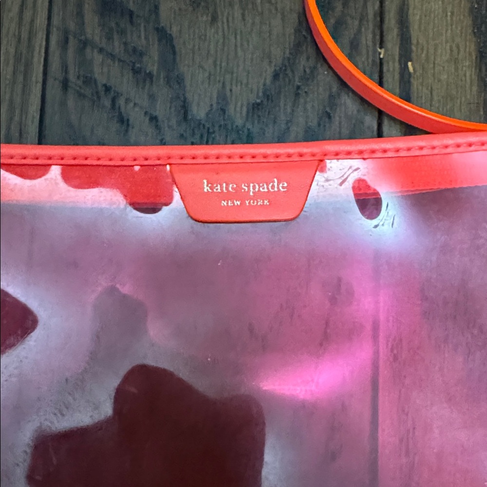kate spade Pink and Coral Clear Market Tote with Zip Pouch - Picture 13 of 14